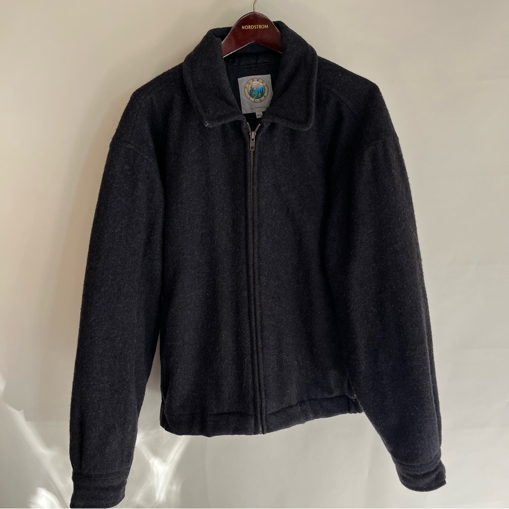Forest Club Wool Bomber Jacket Gray Men’s Sz XL  Full Zip EUC